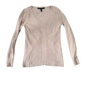 White House Black Market Pink V-Neck Sweater